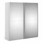 Verona Sliding Wardrobe 180Cm In White With Mirror Doors With 5 Shelves