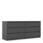 Naia Wide Chest Of 6 Drawers (3+3) In Black Matt