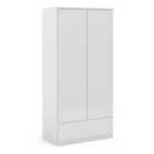 Naia Wardrobe With 2 Doors + 1 Drawer In White High Gloss