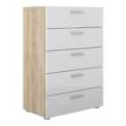 Pepe Chest Of 5 Drawers In Oak Effect With White High Gloss