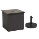 Sunjoy Combination Umbrella Stand Side Table - Brown