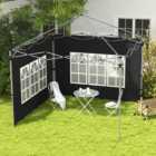 Outsunny Black Replacement Gazebo Side Panel with Window 2 Pack