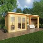 Mercia 6m x 3m Studio Pent Log Cabin With Slatted Area (34mm)