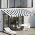 Outsunny Blue and White Striped Retractable Awning 4 x 3m