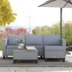 Outsunny 4 Seater Grey Rattan Sofa Lounge Set