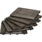 Outsunny Charcoal Grey Wooden Interlocking Deck Tiles 30 x 30cm 27 Pack
