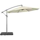 Outsunny Beige Crank Handle Cantilever Banana Parasol with Cross Base 3m