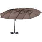Outsunny Brown Crank Handle Double Canopy Parasol