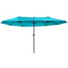 Outsunny Blue Double Sided Patio Parasol 4.6m