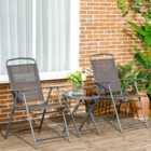 Outsunny 2 Seater Glass Top Foldable Bistro Set Brown